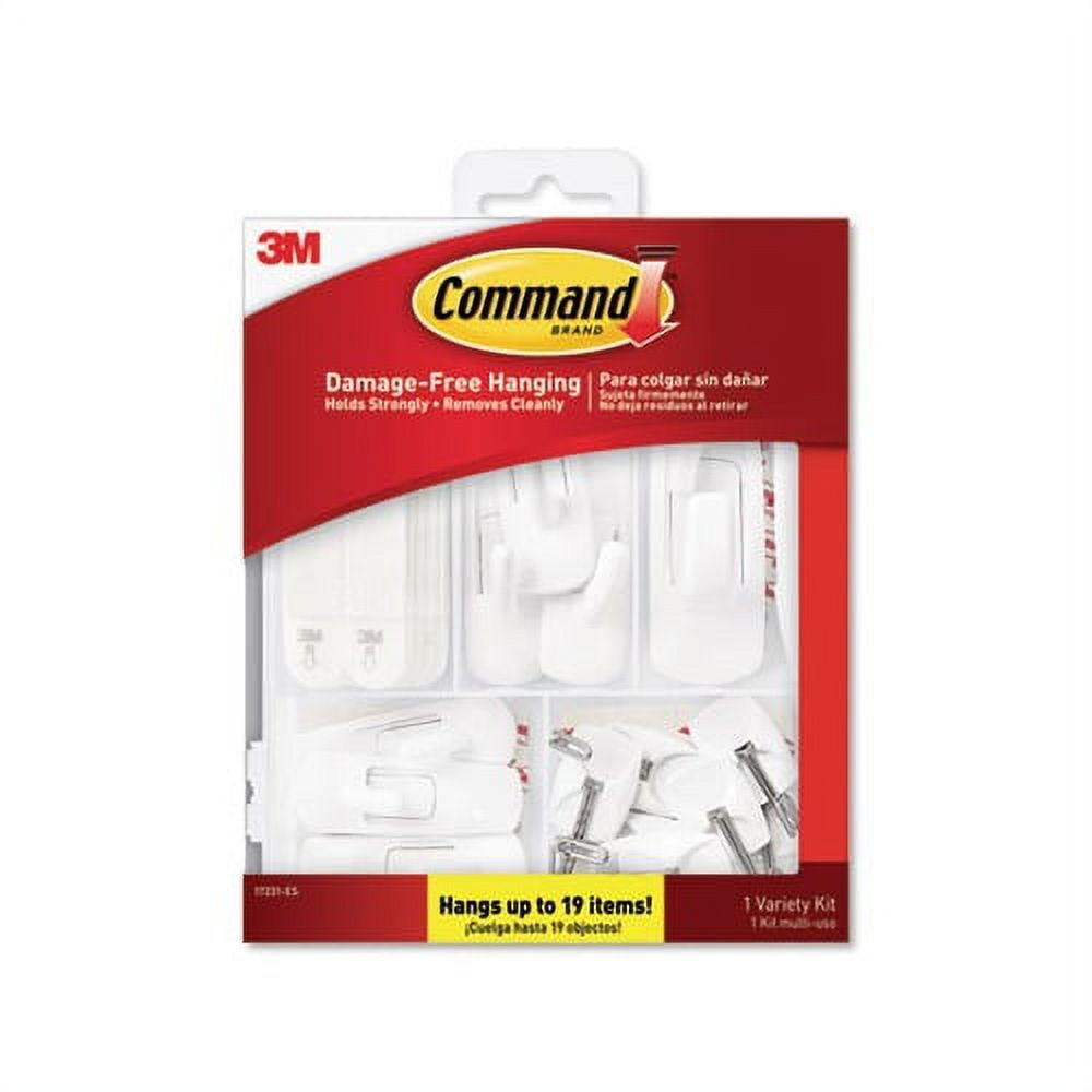 Assorted Size White Plastic and Metal Picture Hanger Kit