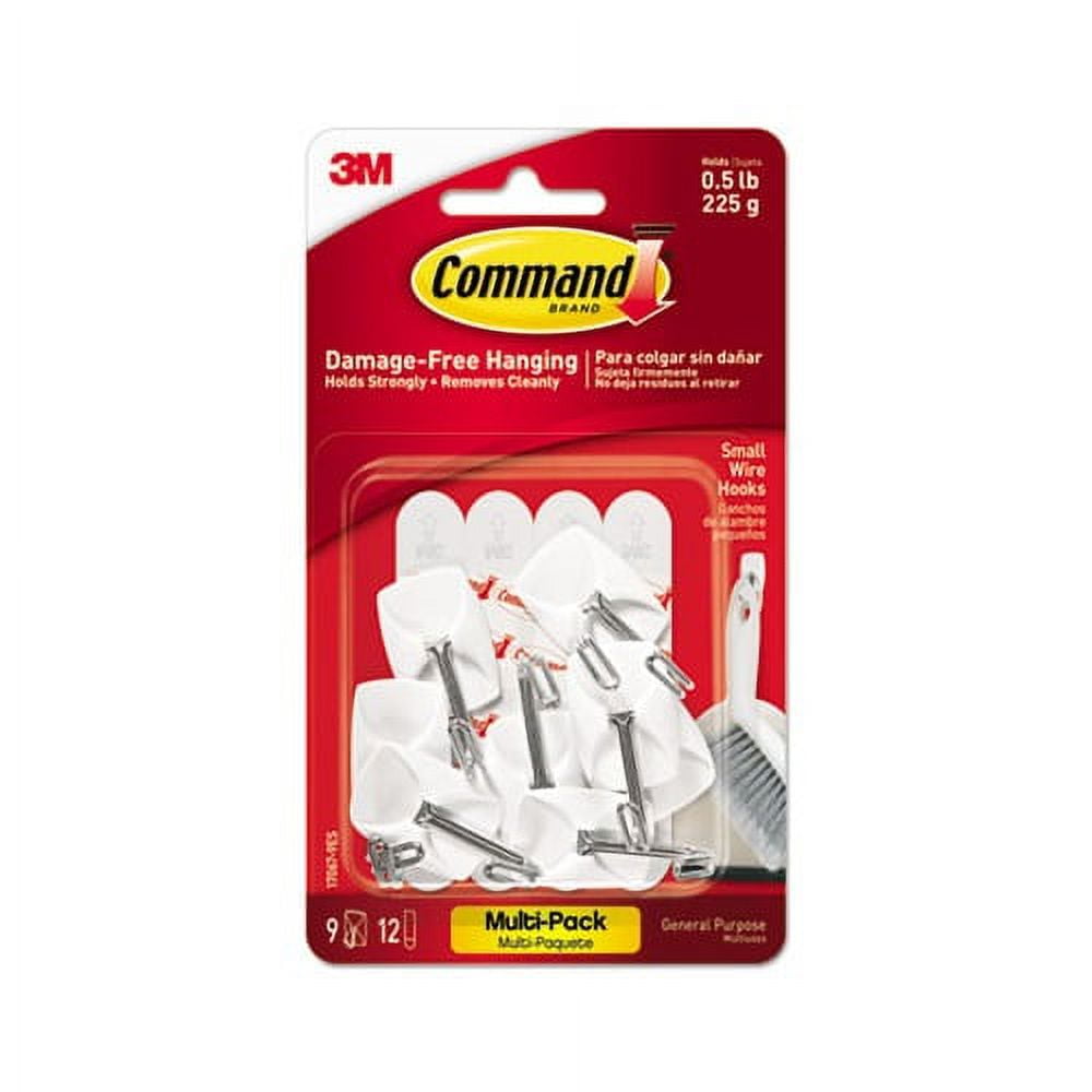 Command Small Wire Toggle Hooks, White, Damage Free Organizing, 9 Hooks and 12 Strips