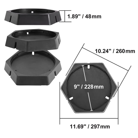 General RV Leveling Pads, 9" Round Landing Feet, Permanent Attached Jack Stabilizers, 5000 lbs Capacity per Rubber Jack Pad, RV Jack Pad for 5th Wheels, Travel Trailers, Class A/C Motorhomes, 4-Pack