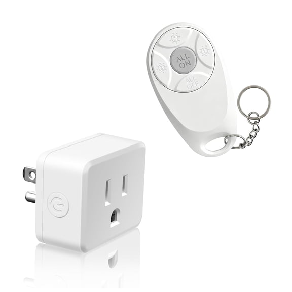 General Remote Control Outlet,Wireless Light Switch and Outlet Plug,Remote Outlets Switch,No Wiring Needed,500ft Range Coverage,15A/1500W for Lamps,Fans,TV,FCC Certified, White
