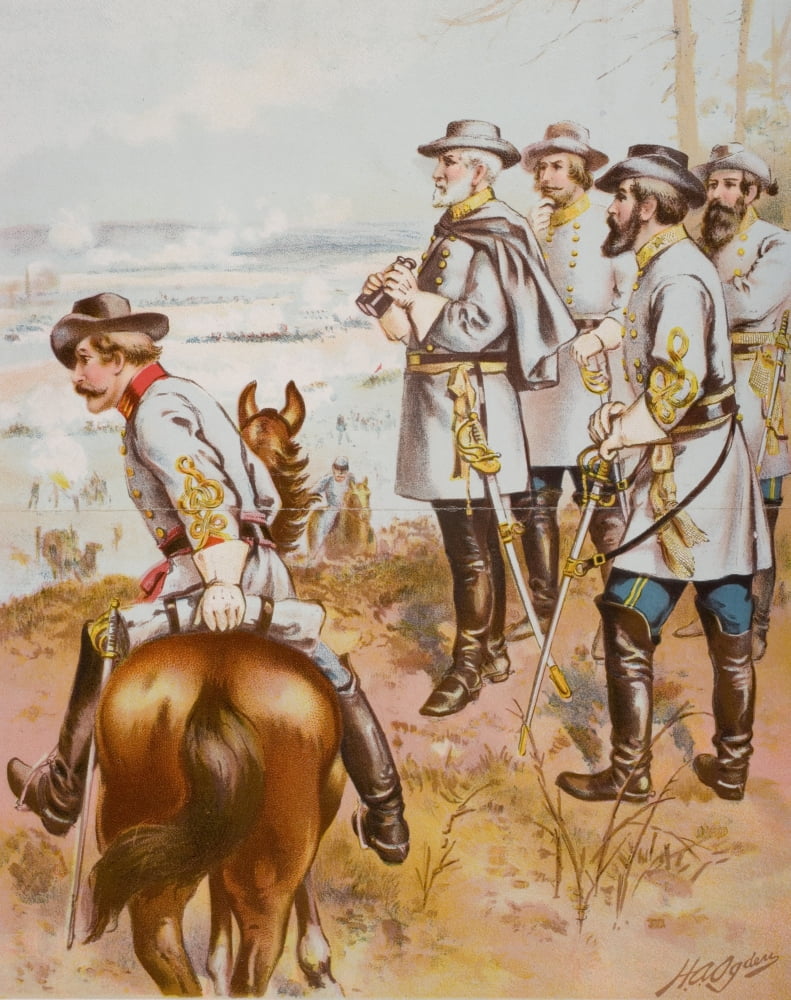 General Robert E Lee At The Battle Of Fredericksburg December 13 1862 Artist HA Ogden Canvas Art - Ken Welsh Design Pics (12 x 16)