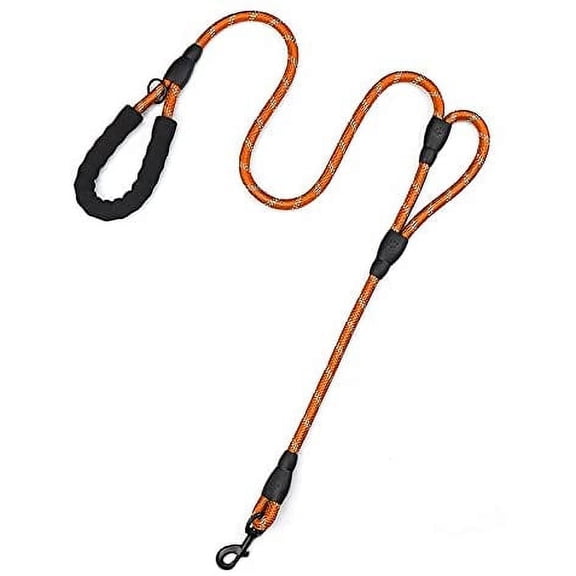 General Rope Dog Leash 6ft Long,Traffic Padded Two Handle,Heavy Duty,Reflective Double Handles Lead for Control Safety Training,Leashes for Large Dogs or Medium Dogs,Dual Handles Leads(Orange)