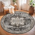 thumbnail image 1 of General Round Area Rug: Machine Washable Stain Resistant 5 Round Rug for Living Room,Bedroom Non Slip Low Pile Carpets for Dining Room Ultra Thin Soft Home Decor Floor Mat 5ft Black, 1 of 17