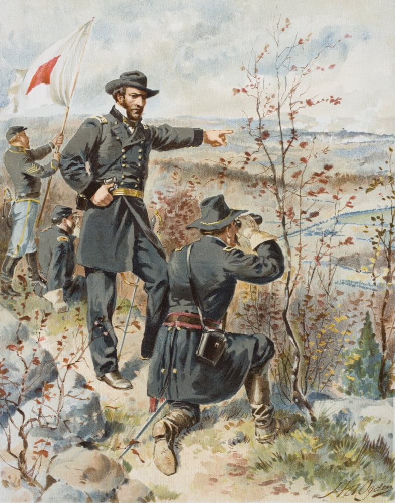 General Sherman At Kenesaw Mountain During The Battle Of Allatoona Pass October 4 1864 Artist HA Ogden Canvas Art - Ken Welsh Design Pics (24 x 32)