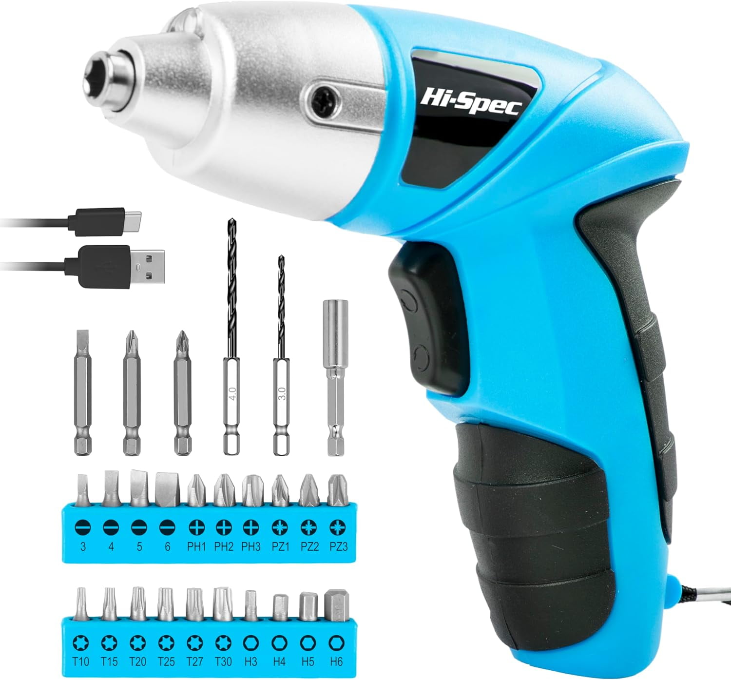 General Small Electric Screwdriver, Mini Drill Set, Rechargeable 3.6V Cordless Screwdriver with 26 Driver Bits, Power Tool for Small Projects & Home Use, Blue