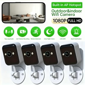 General Smart Security Pro WiFi Camera, 1080P HD Auto-Tracking, Color Night Vision, Two-Way Audio, USB-Powered All-Weather Surveillance Camera, 4-Pack