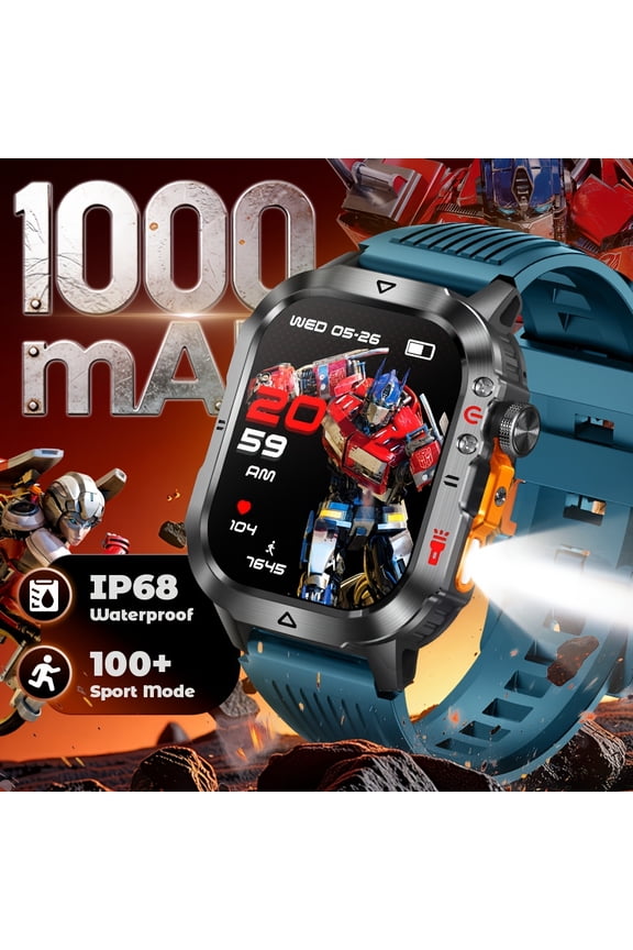 Smartwatch, 2.01" HD Display, 1000mAh Large Battery for Long-Lasting Power, Wireless Calling and Phone Message Sync,, 100+ Sports Modes, Compatible with iPhone and Android Phones