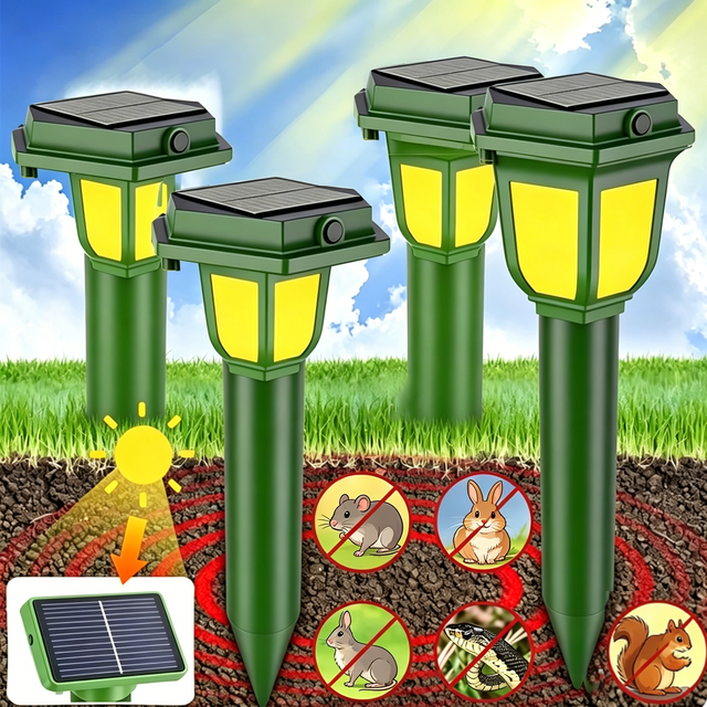 Snake Control Sign General Solar-powered mole repellent,4 packs of snake and skunk ...