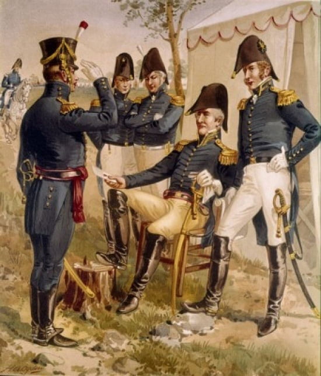 General Staff-and-line Officers Light Artillery JACKSON IS RECEIVING A REPORT (1813-1821) Ogden Henry Alexander (1856-1936American) Canvas Art - Henry Alexander Ogden (24 x 36)