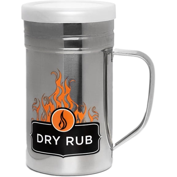 General Stainless Steel Dry Rub Shaker With Lid, 13oz Seasoning Dispenser