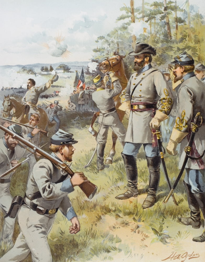 General Stonewall Jackson At The First Battle Of Bull Run August 17 1861 Artist HA Ogden Canvas Art - Ken Welsh Design Pics (12 x 16)