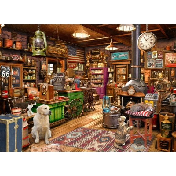 General Store Jigsaw Puzzle 1000 Piece by Vermont Christmas Company - Fully Interlocking & Randomly Shaped Pieces - 26 5/8" x 19 1/4"