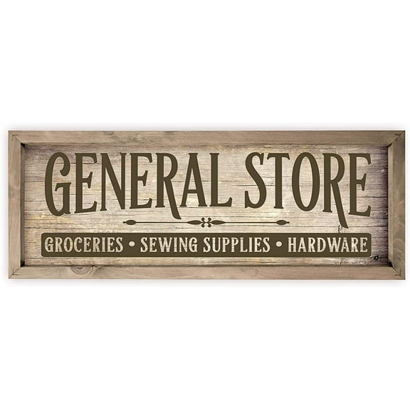 General Store Rustic Wood Sign 10x30 (Frame Included)