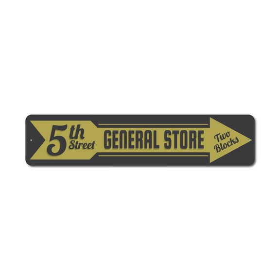 General Store Sign, Custom Store Arrow Sign, General Store Decor, General Store Sign, Store Directional Aluminum Sign - 4x18 inches