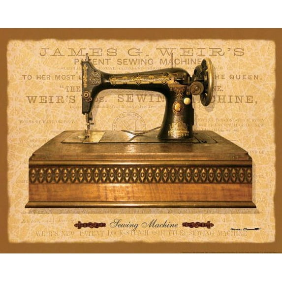 General Store; Vintage Old-Fashioned Sewing Machine Print; One 14x11 Mounted Print
