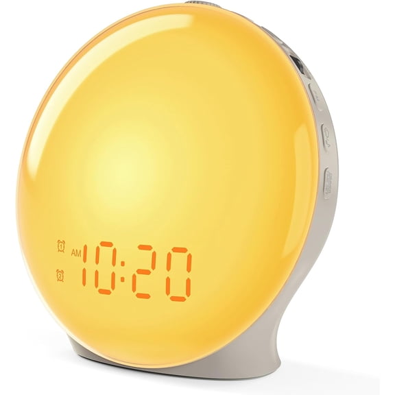 General Sunrise Alarm Clock for bedrooms with Sound Machine, Wake Up Light Alarm Clocks with White Noise for Heavy Sleepers & Kids, Dual Alarms, FM Radio, Snooze, Nightlight, Hatch-Style, Putty