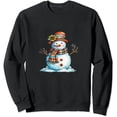 thumbnail image 1 of General Sweatshirt Christmas Snowman Casual Round Neck Sportswear Black, 1 of 3