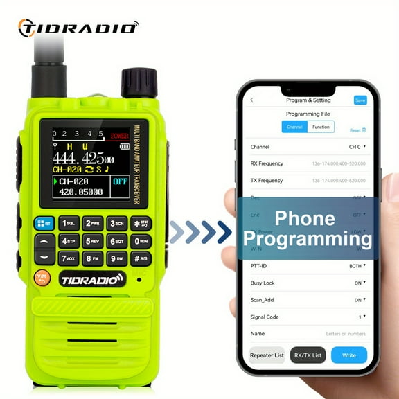 General  TD-H3 Multi-Band Ham/ GMRS Handheld Radio, Two Way Radios with USB-C Programming & Charging, Long Range Radios with with 2500mAh Battery and Air Band Long Antenna, One Key Frequency Match