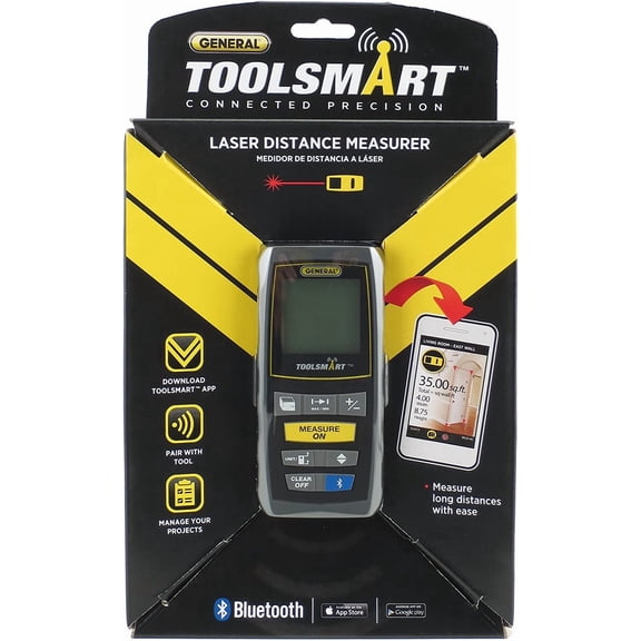 General TS01 Toolsmart Bluetooth Connected 100-Foot Laser Distance Measurer
