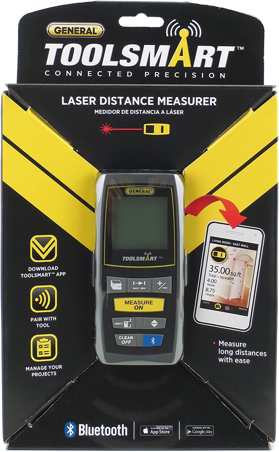 General Tools Toolsmart 100ft Bluetooth Connected Laser Distance ...