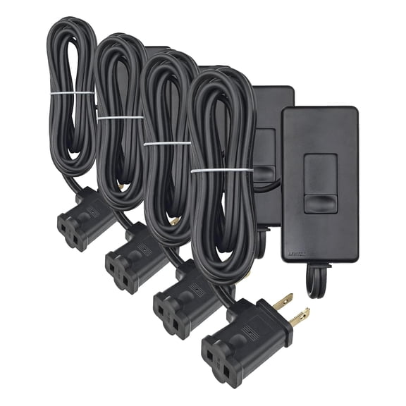 General Table Top Plug in Lamp Dimmer for Dimmable LED,Halogen and Incandescent Bulbs,TBL03-10E,Black,(Pack of 4)