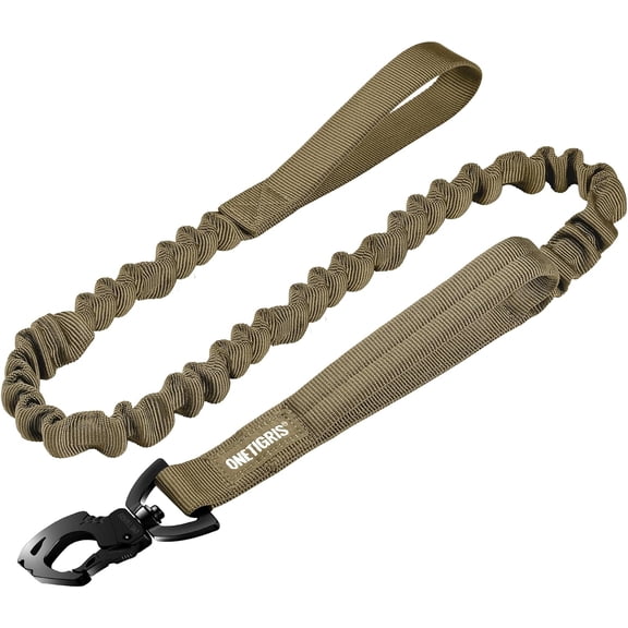 General Tactical Dog Training Bungee Leash with Control Handle Quick Release Nylon Leads Rope (Tan)