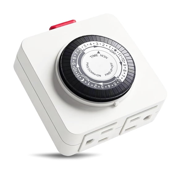 General Timers for Electrical Outlets Indoor, 24-Hour Dual Outlet Timer, Christmas Tree Timer Indoor, 3 Prong Light Timers Indoor, Daily Cycle, 125V 15A, ETL Listed