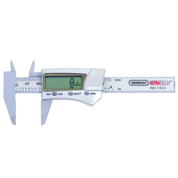 General Tools 1433 Fraction Plus Digital Fractional Caliper, Carbon Fiber, 3-Inch