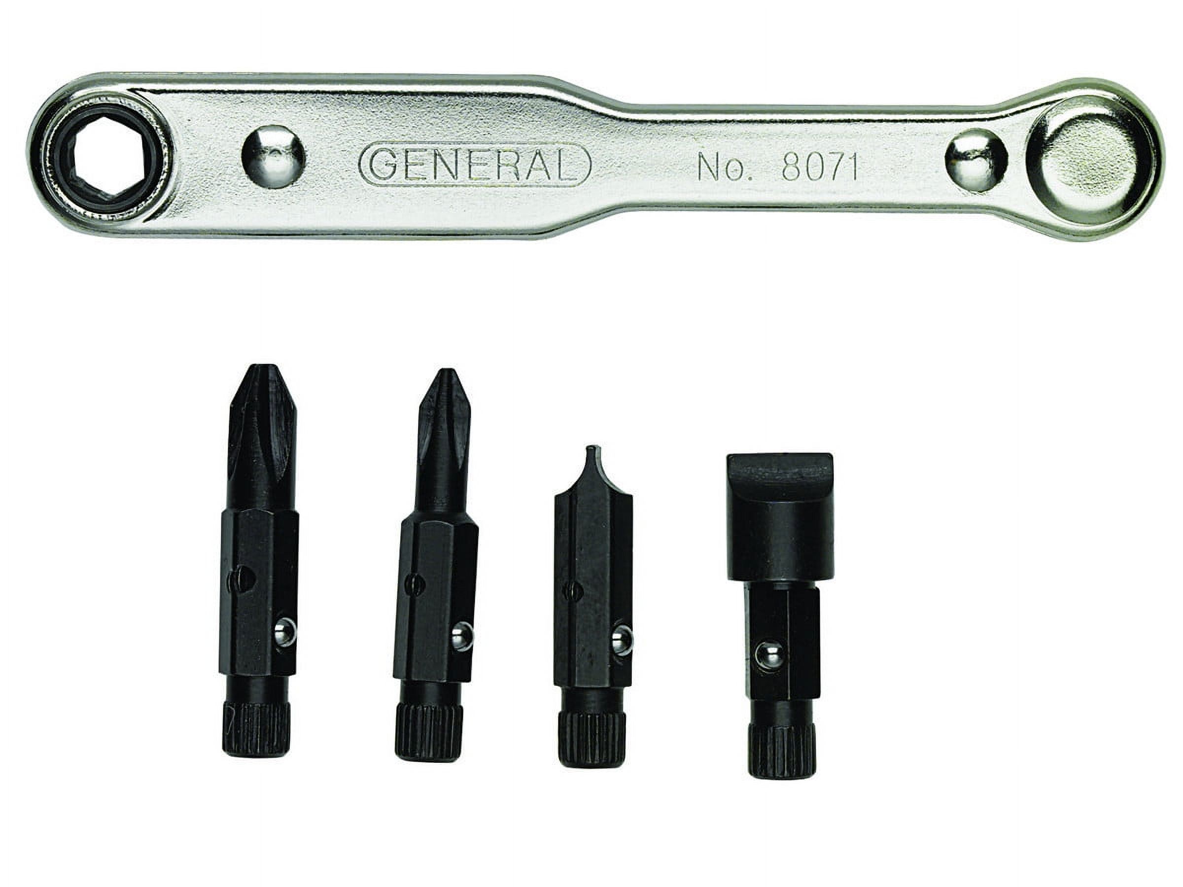 General Tools 8071 Five-Piece Ratchet Offset Screwdriver Set with Pass-through Handle - image 1 of 3