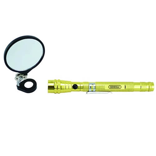 General Tools 91557 Telescoping Lighted Magnetic Pickup with 2 1/4 in. Round Glass Mirror