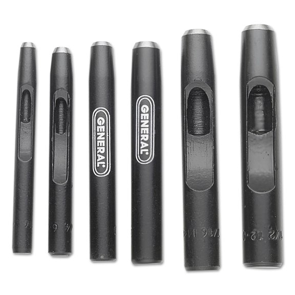 General Tools Hollow Steel Punch Sets, Round, English, Vinyl Case