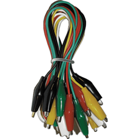 Jumper Lead Kit, 18 in Length, CAT I, Shielded Alligator Clips on Both Ends, 10 Leads/5 Colors