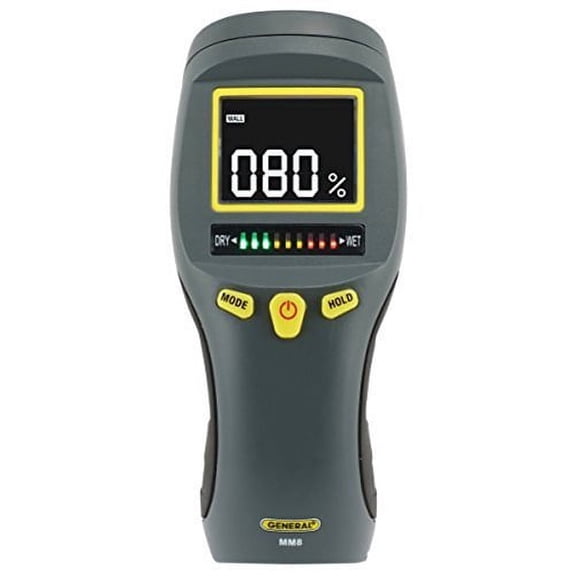 General Tools MM8 Pinless LCD Moisture Meter with Tricolor Bar Graph