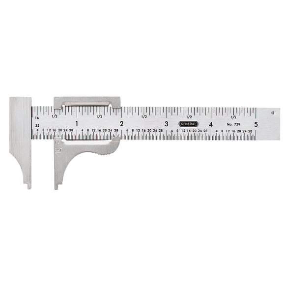 General Tools Slide Caliper #729, 16th and 32nd Graduation, 0 to 4-Inch Range, Inside and Outside Measurement