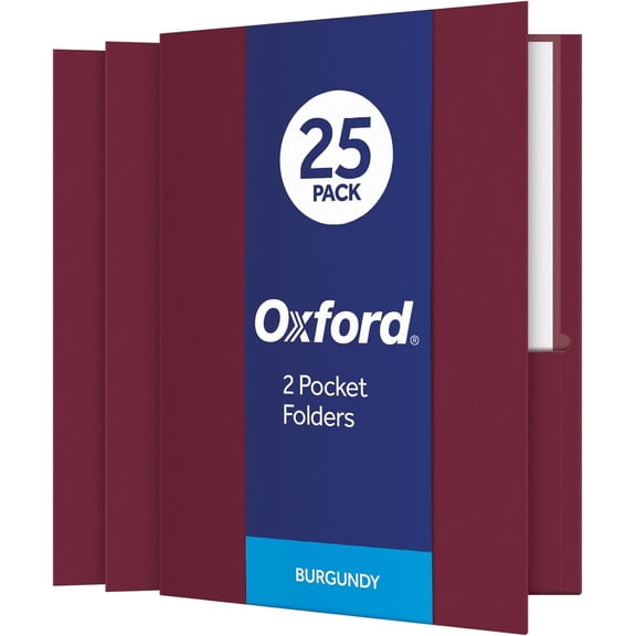 General Two Pocket Folders, Textured Paper, Burgundy, For School, Home, and Office, Letter Size, 25 Per Box (57557)