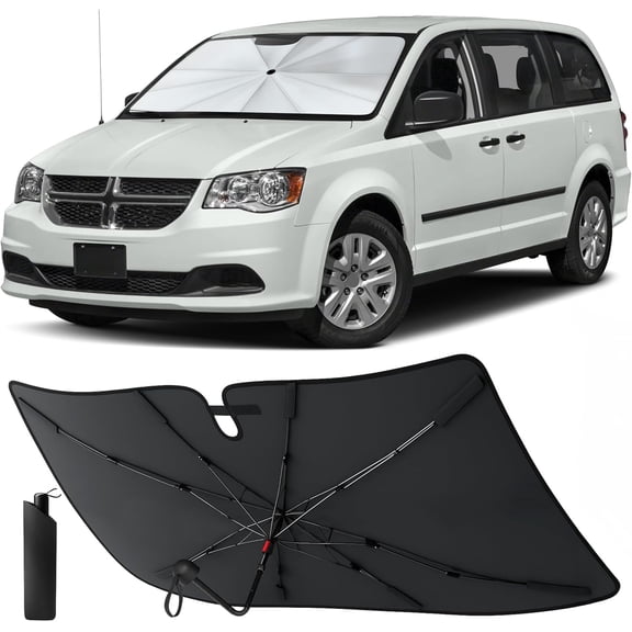 General Umbrella Windshield Sunshade & Window Tint for Dodge Caravan 2008-2020 | Front Window Sun Shade UV Heat Shield | Foldable Car Windshield Sun Visor Protector Interior Cooling Accessories