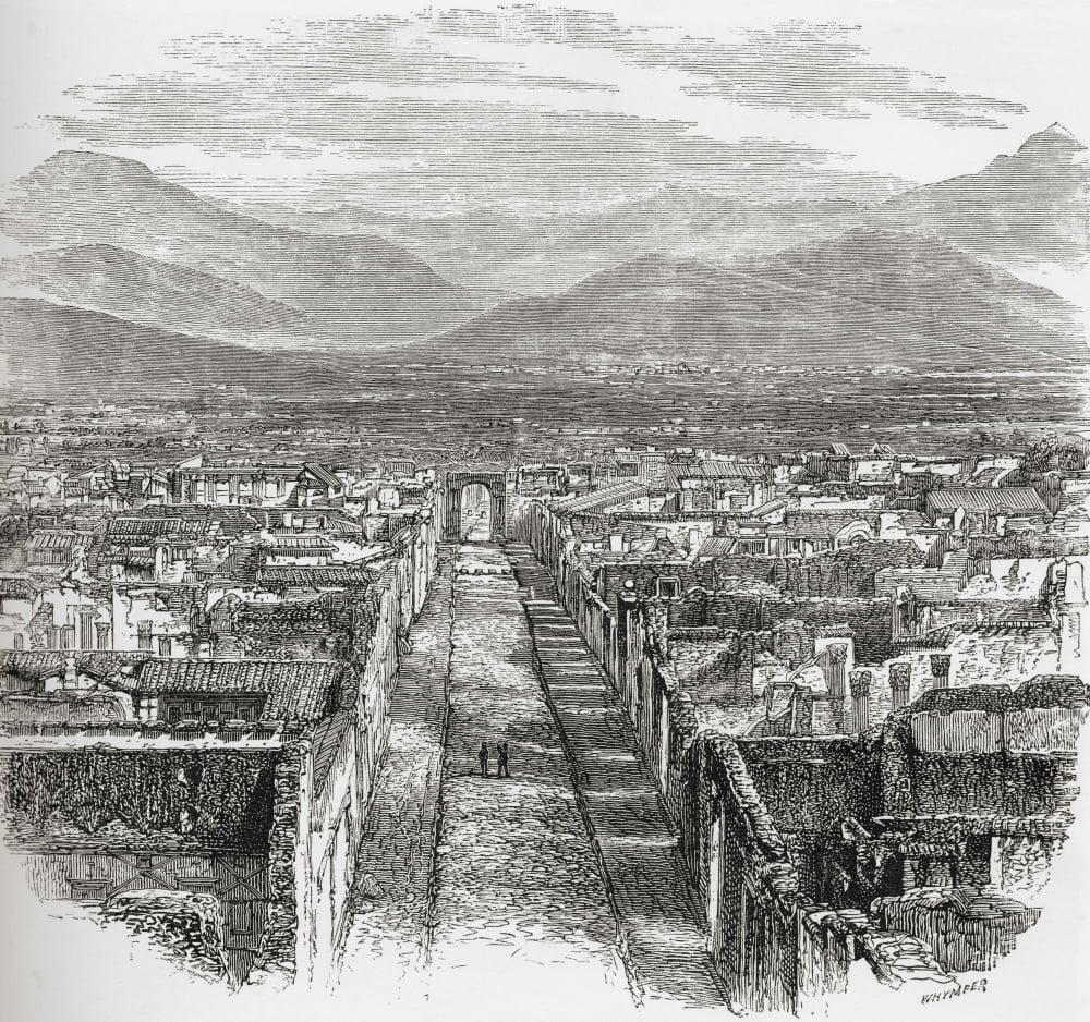 General View Of Pompeii Naples Italy In The Late 19Th Century From Italian Pictures Published 1895 Canvas Art - Ken Welsh Design Pics (32 x 30)