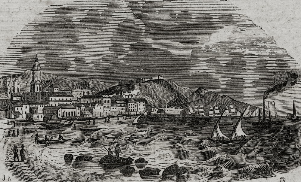 General View Of The City Of Malaga Spain And Harbour 18Th Century From The Publication Viaje Ilustrado Canvas Art - Ken Welsh Design Pics (38 x 22)