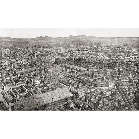 A General View of Rome - Italy As It Would Have Appeared In The Time of Aurelian From The Book Harmsworth History of The World Published 1908 Poster Print - 19 x 11