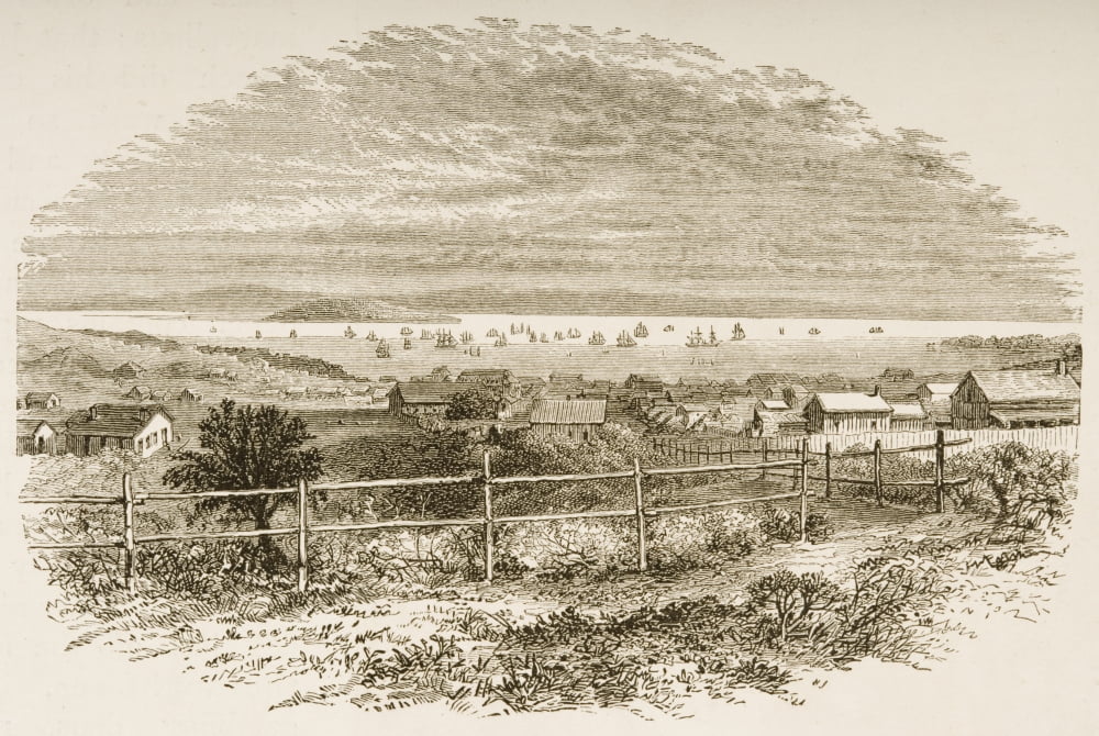 General View Of San Francisco California In 1849 From American Pictures Drawn With Pen And Pencil By Rev Samuel Manning Circa 1880 Canvas Art - Ken Welsh  Design Pics (34 x 22)