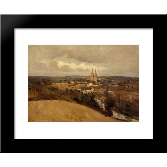 General View of the Town of Saint Lo 20x24 Framed Art Print by Camille Corot