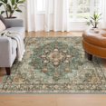 thumbnail image 1 of General Washable 5x5 Rug Square - Ultra Soft Living Room Area Rug Under Sofa Non-Slip Rugs for Bedroom Dining Room - Stain Resistant Farmhouse Decor for Family with Pets & Kids (Green, 5x5), 1 of 12