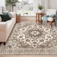 thumbnail image 1 of General Washable 6x6 Rug Square - Ultra Soft Living Room Area Rug Under Sofa Non-Slip Rugs for Bedroom Dining Room - Stain Resistant Farmhouse Decor for Family with Pets & Kids (Beige, 6x6), 1 of 12