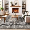 thumbnail image 1 of General Washable 8x8 Square Rug - Large Rugs for Living Room Stain Resistant Carpet Soft Rugs for Married Woman in Bedroom Kitchen with Non Slip Backing Home Decor Floor 8x8 Black, 1 of 16
