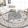 thumbnail image 1 of General Washable 9 Round Rug - Large Boho Rugs for Living Room Stain Resistant Carpet for Bedroom Kitchen Bathroom with Non Slip Backing Home Decor Floor Decoration Mat 9ft Navy, 1 of 16
