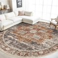 thumbnail image 1 of General Washable 9 ft Round Area Rug - Large Boho Rugs for Living Room Stain Resistant Carpet Vintage Tribal Rugs for Bedroom Kitchen Bathroom with Non Slip Backing Decor Floor Mat 9ft Brick, 1 of 15