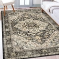 thumbnail image 1 of General Washable Oriental Area Rug - 5x8 Rugs for Living Room Soft Carpet for Bedroom Waterproof Floral Distressed Indoor Stain Resistant Non-Shedding Floor Carpets (Black/Grey, 5x8), 1 of 12