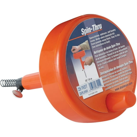 General Pipe Cleaner Spin Through Drain Auger 25PLHWI - Manual, 1/4 In. x 25 Ft.
