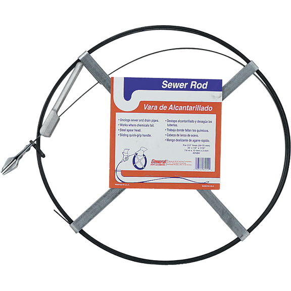General Wire Sewer Rod With Holder - Single Pack Indoor & Outdoor Use, NEC-Compliant