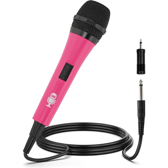 General Wired Microphone for Karaoke, (Pink) - Unidirectional Dynamic Vocal Microphone - Plug-In Microphone for Karaoke Machine, AMP, & Speaker - Mic for Singing, Public Speaking, & Parties